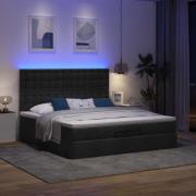 vidaXL Ottoman sängram med madrasser svart 200x200 cm tyg