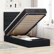 vidaXL Ottoman sängram med madrass svart 100x200 cm tyg