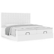 vidaXL Ottoman sängram med madrasser vit 200x200 cm konstläder