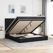 vidaXL Ottoman sängram med madrass svart 160x200 cm tyg