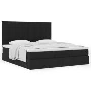vidaXL Ottoman sängram med madrass svart 160x200 cm tyg