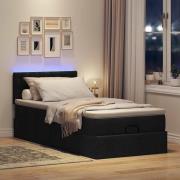 vidaXL Ottoman säng med madrass svart 90x200 cm tyg