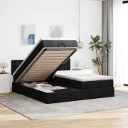 vidaXL Ottoman sängram med madrasser svart 180x200 cm tyg
