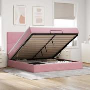 vidaXL Ottoman sängram med madrasser rosa 160x200 cm sammet