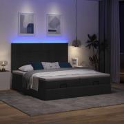 vidaXL Ottoman sängram med madrasser svart 180x200 cm tyg