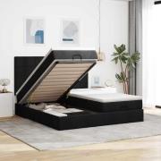 vidaXL Ottoman sängram med madrasser svart 160x200 cm tyg