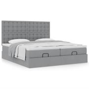 vidaXL Ottoman sängram med madrasser ljusgrå 180x200 cm tyg