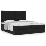vidaXL Ottoman sängram med madrasser svart 200x200 cm tyg