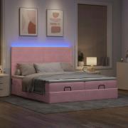 vidaXL Ottoman sängram med madrasser rosa 180x200 cm sammet