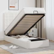 vidaXL Ottoman sängram med madrass vit 100x200 cm konstläder
