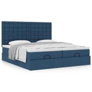 vidaXL Ottoman sängram med madrasser blå 200x200 cm tyg