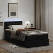 vidaXL Ottoman sängram med madrass svart 90x200 cm konstläder