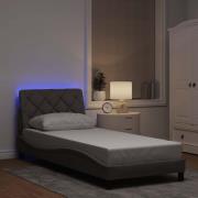 vidaXL Sängram med LED utan madrass Taupe 80x200 cm tyg