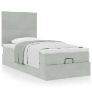 vidaXL Ottoman sängram med madrasser ljusgrå 90x200 cm sammet