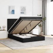 vidaXL Ottoman sängram med madrass svart 140x200 cm tyg