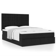 vidaXL Ottoman sängram med madrass svart 140x190 cm tyg