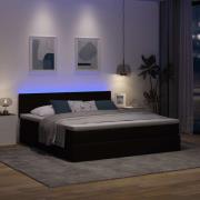 vidaXL Ottomansk säng med madrass & LED-lampor mörkbrun 180x200cm tyg