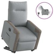 vidaXL Elektrisk reclinerfåtölj med uppresningshjälp ljusgrå tyg