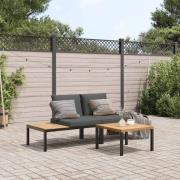 vidaXL Trädgårdssoffa med dynor 3 delar svart aluminium