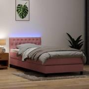 vidaXL Ramsäng med madrass rosa 100x220 cm sammet