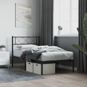 vidaXL Sängram med huvudgavel metall svart 75x190 cm