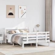 vidaXL Sängram med huvudgavel utan madrass vit 140x200 cm