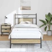 vidaXL Sängram utan madrass sonoma-ek 90x190 cm konstruerad trä