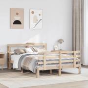 vidaXL Sängram med huvudgavel 120x200 cm massiv furu