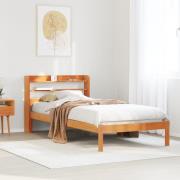 vidaXL Sängram med huvudgavel vaxbrun 90x190 cm massiv furu