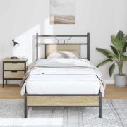 vidaXL Sängram utan madrass sonoma-ek 90x200 cm konstruerad trä