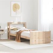 vidaXL Sängram med huvudgavel 75x190 cm massivt furu