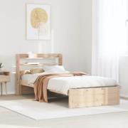 vidaXL Sängram med huvudgavel 75x190 cm massivt furu