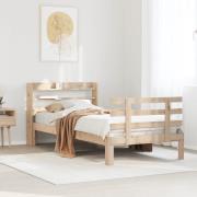vidaXL Sängram med huvudgavel 90x200 cm massiv furu