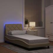 vidaXL Bed Frame with LED without Mattress Cream 80x200 cm Fabric