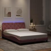 vidaXL Bed Frame with LED without Mattress Pink 140x200 cm Velvet