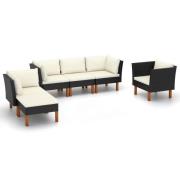 vidaXL Loungegrupp för trädgården 6 delar med dynor konstrotting eukal...
