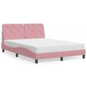 vidaXL Bed with Mattress Pink 140x190 cm Velvet