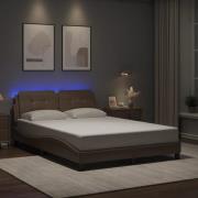 vidaXL Sängram med LED-belysning cappuccino 140x190 cm konstläder