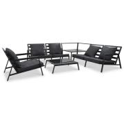 vidaXL Loungegrupp för trädgården med dynor 5 delar aluminium mörkgrå