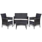 vidaXL Loungegrupp för trädgården med dynor 4 delar konstrotting svart
