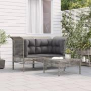 vidaXL Loungegrupp med dynor 3 delar konstrottning grå