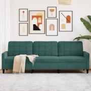 vidaXL 3-sitssoffa mörkgrön 210 cm sammet