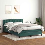 vidaXL Ramsäng med madrass mörkgrönt 140x210 cm sammet