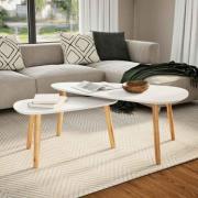 vidaXL Soffbord 2 st massiv furu vit