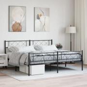 vidaXL Sängram med huvudgavel och fotgavel svart metall 183x213 cm