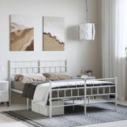 vidaXL Sängram med huvudgavel och fotgavel vit metall 135x190 cm
