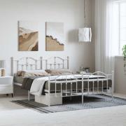 vidaXL Sängram med huvudgavel och fotgavel vit metall 183x213 cm
