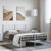 vidaXL Sängram med huvudgavel och fotgavel vit metall 150x200 cm