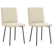 vidaXL Matstolar 2 st gräddvit konstläder