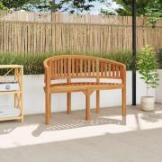 vidaXL Bananbänk 120 cm massiv teak
